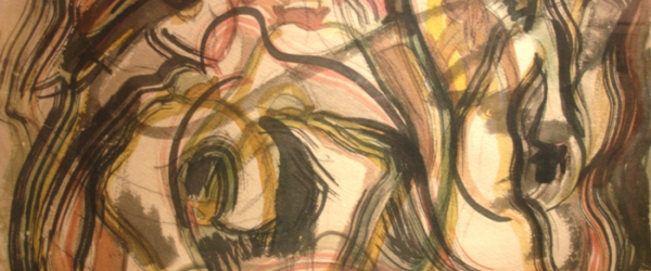 Mounir Canaan, Zaar, 1946, huile sur papier, 32 x 47 cm, Sharjah Art Foundation Collection